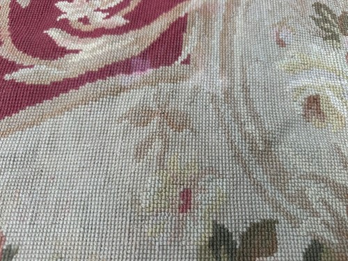 6x6 ft Vintage French Handmade Needle Point Aubusson Rug Bedroom Wool Kilim Rug - Picture 7 of 9