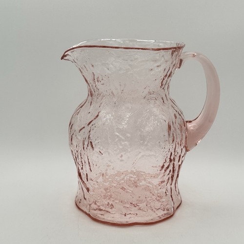 Jarra de vidrio arrugado vintage Morgantown rosa tono ockner patrón 8 pulgadas de alto - Imagen 1 de 11