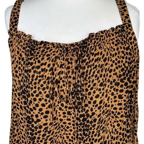 Women's NEXT Size 22 Brown Black Animal Leopard Print Sleeveless Stappy Top - Picture 2 of 8
