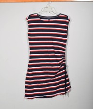 Tommy Hilfiger Navy Red White Stripe Side Cinch Drawstring Sheath Dress Sz S
