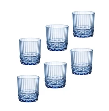 Bormioli Rocco '20s Set of 6 DOF Glasses, 12.5oz, Sapphire Blue, Italy 