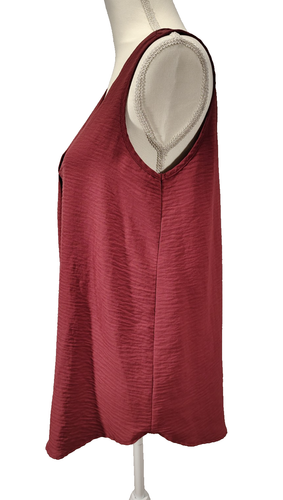 Zenana Size Large Blouse Maroon Sleeveless V-neck - Picture 6 of 15