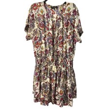 Banana Republic Womens Paisley Print Dress Sz L Polyester Short Sleeves