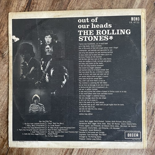 THE ROLLING STONES - OUT OF OUR HEADS VG+/EX VINYL LP / FIRST PRESSING / MONO - Picture 2 of 12