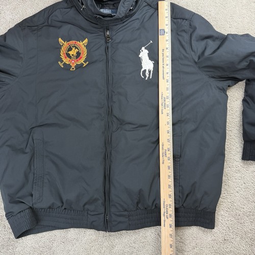 POLO Ralph Lauren St. Moritz Big Pony Logo Hooded Jacket Black Y2K Men's 2XL - Picture 6 of 9