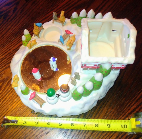 RARE Partylite Animated Musical Winter Wonderland P91175 2 Snowmen Skating EUC ! - Picture 20 of 23