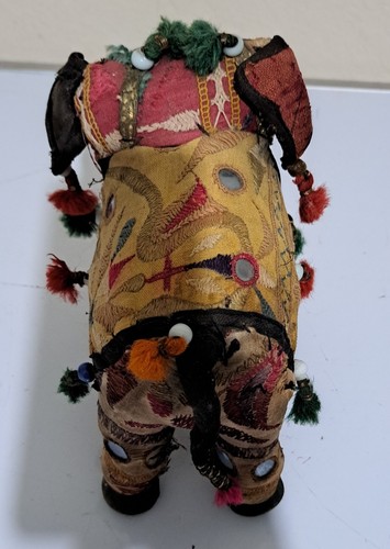 Vintage 1950’s Hand-Crafted Anglo Raj Stuffed Cotton Embroidered Elephant India - Picture 5 of 6