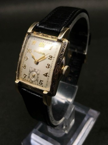 Orologio vintage Bulova Art Decò quadrato piccolo carica manuale, anni '40 - Foto 2 di 6