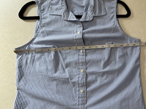 J. Crew blau gestreiftes ärmelloses Hemd mit Knopfleiste Größe M - Bild 6 von 8