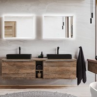 BadmöBel Set In Vintage Oak Eiche Doppelwaschtisch UnterschräNke Led Spiegel