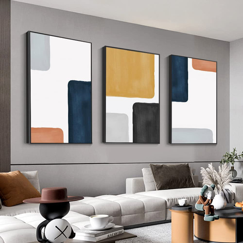 Wall Art Framed Wall Art Modern Abstract Canvas Wall Art 3 Piece Set Of Paint...