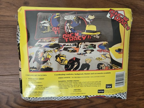 Dick Tracy Madonna Twin Size Sheet Set NEW Disney Made In USA Fitted Flat Pillow - Picture 2 of 8