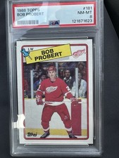 🏒 1988 TOPPS #181 BOB PROBERT RC RED WINGS/ Hawks PSA 8