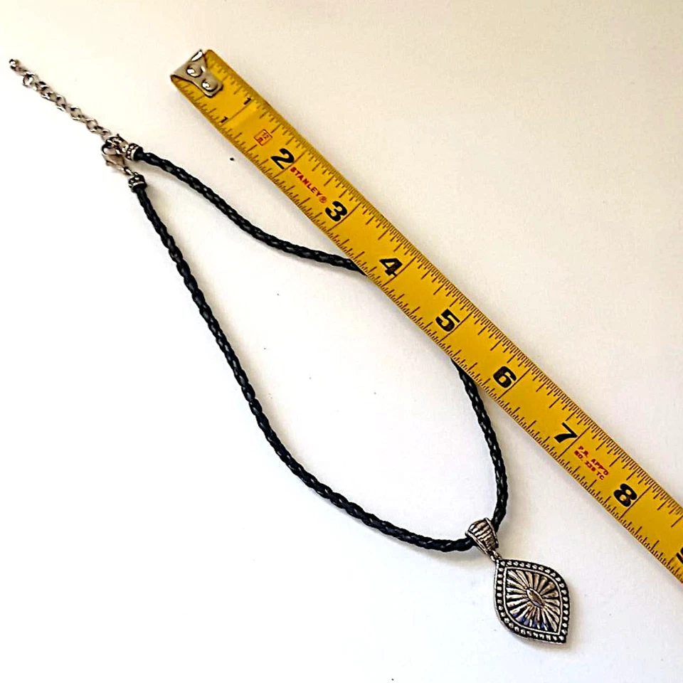 Y2K Corded Antiqued Silver Pendant Necklace Bohemian Hippie Indie Tone Boho Chic - Image 4 of 4