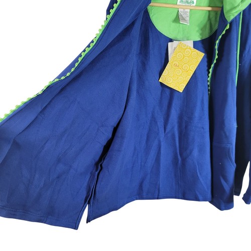 Quacker Factory Full Zip Sweatshirt Hoodie Blue Neon Green 2X Rhinestones NWT - Picture 4 of 9