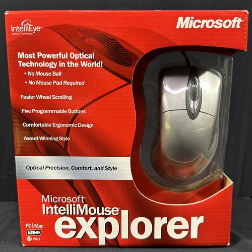 2001 Microsoft IntelliMouse Explorer Mouse New PS2 USB Optical Buttons X08-34468 - Picture 1 of 17