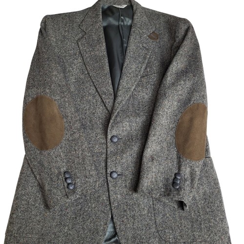Blazer de tweed de lana 40R CROSS & WINSOR para hombre hecho en EE. UU. Chaqueta parches en el codo - Imagen 1 de 17