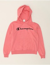 CHAMPION Girls Graphic Hoodie Jumper 13-14 Years XL Pink BD62