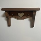✨VTG SMALL WOODEN HEART CUTOUT WALL HANGING SHELF WITH 2 PEGS✨ COTTAGECORE DECOR