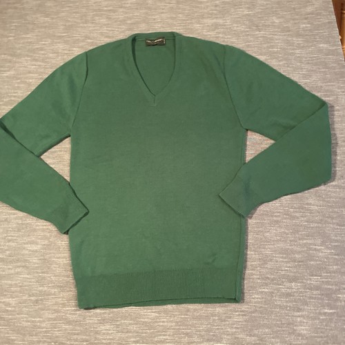 Continental vintage green low V neck soft sweater adult M - Picture 1 of 8