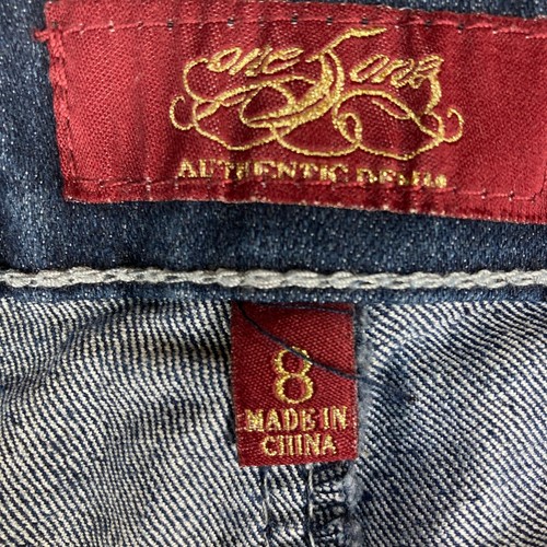 Pantalones de mezclilla para mujer One 5 One talla 8 embellecidos estrás lavado oscuro elásticos - Imagen 13 de 16