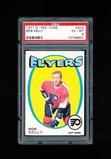 1971 OPC HOCKEY 203 BOB KELLY ROOKIE CARD PSA 6 EX-MINT FLYERS