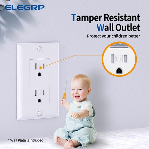 Decorative Glossy White Tamper Resistant Outlets, Fast Installation, 20 Count - Picture 6 of 9