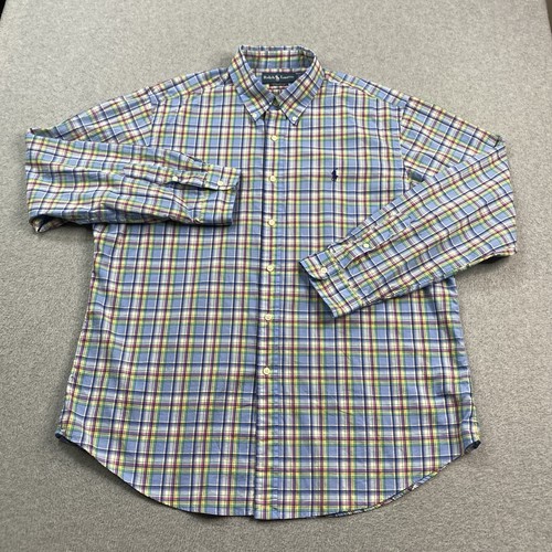 Camisa Polo Ralph Lauren Para Hombres XL Madras Cuadros Abotonados Calce Clásico Algodón Poni - Imagen 4 de 13