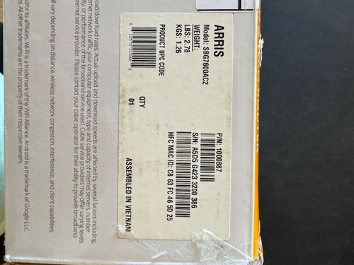 ARRIS SBG7600AC2 - Cable Modem Router - DOCSIS 3.0 & AC2350 Comcast, Xfinity Cox - Picture 7 of 7