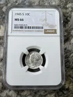 1945-S Mercury Dime NGC MS 66 Silver - FRESHLY GRADED NGC COIN!
