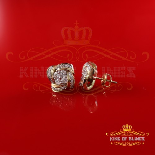 New Men's Square Stud 1.00ct VVS D Moissanite 925 Yellow Silver Women Earrings - Picture 6 of 12