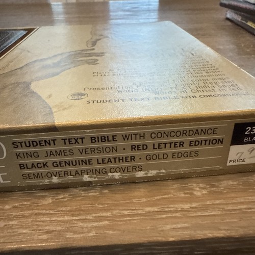 vtg KJV World Student Text BIBLE 232C King James Black Genuine Leather - Imagen 2 de 15