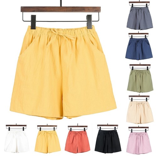 Cotton Linen Casual Shorts Women Gym Shorts High Waist Short Pants Female Summer - Picture 2 of 17
