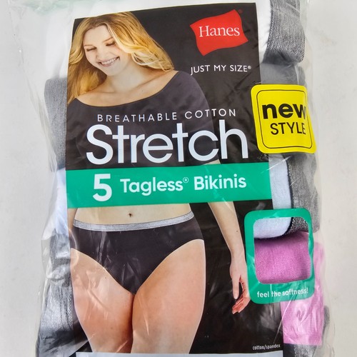 Paquete de 5 bragas de bikini Hanes para mujer 11 algodón elástico ropa interior rosa azul - Imagen 2 de 6