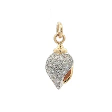 18k Yellow & White Gold 0.15ctw Diamond Covered Sea Conch Shell Charm Pendant