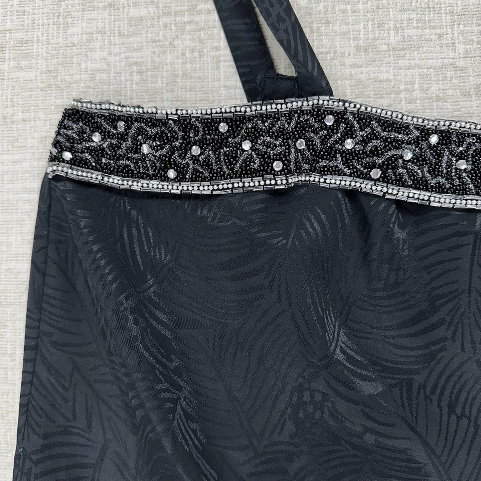 Nolan Miller Top Womens 12 Black Jacquard Beaded Camisole Tank Formal Evening - Image 2 of 4