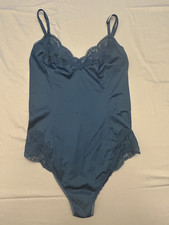 Vintage 70's Da Notte Blue W/Lace Womens Camisole Teddy Babydoll SZ 32/ S