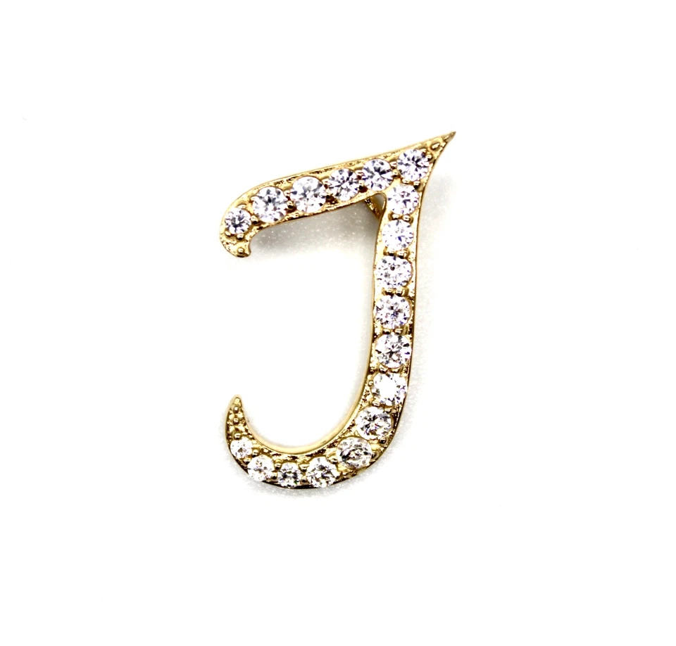 Anhänger Gleiter Buchstabe J 585 Gelbgold Zirkonia mit zwei Ösen Gold