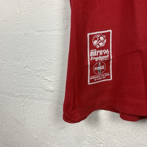 Coca Cola Euro 1996 Fußball T-Shirt Vintage 90er rot Medium Einzelnaht  - Bild 5 von 7