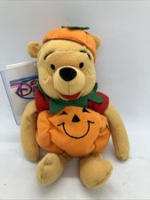 Disney Store Winnie The Pooh Pumpkin Mini Bean Bag Plush 8" New Tags Vintage