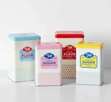 Kitchen Storage Canister Jars Tin Container Metal Caster/Icing Sugar Storage Tin