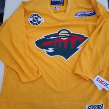Vintage Minnesota Wild Yellow CCM On-Ice 2004 NHL Hockey Jersey XL - New!