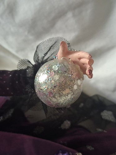 DETAILED HALLOWEEN ECCENTRIC FANCY PURPLE WITCH SHELF SITTER W/CRYSTAL BALL 20” - Bild 14 von 15