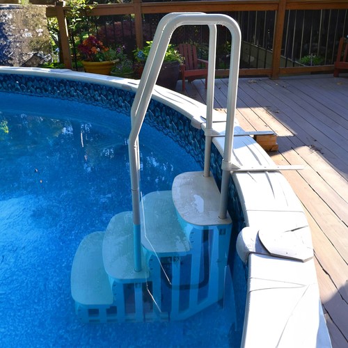 Main Access iStep Above Ground Pool Entry Steps Ladder w/ LED Light + 2 Weights - Picture 4 of 11