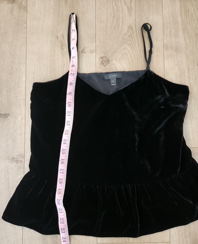 J Crew schwarz Samt Tank Cami Top Rüschen Baby Puppe Fee Whimsigoth romantisch Gr.4 - Bild 9 von 12