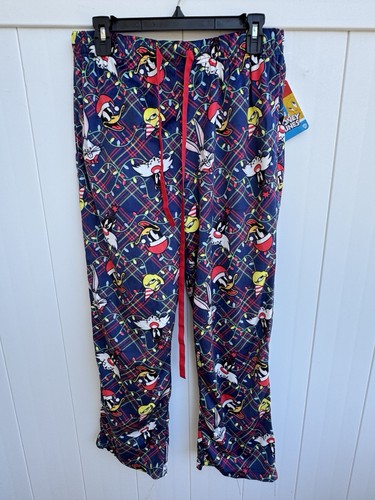 Looney Tunes Tweety, Sylvester Christmas Velour Lounge Sleep Pants Men’s Medium - Picture 1 of 5