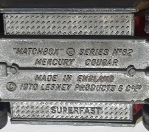 matchbox mercury cougar 1970 no. 62 superfast ROUGH SHAPE (MB) - Picture 4 of 4