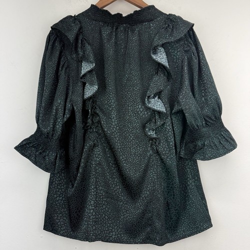 Blusa para mujer Matilda Jane Good Hart talla XL verde con volantes estampado de puntos nueva con etiquetas - Imagen 8 de 8