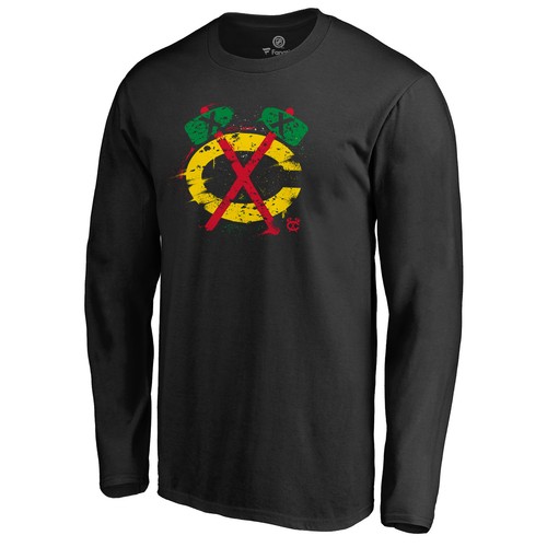 Men's Black Chicago Blackhawks Splatter Logo Long Sleeve T-Shirt - Bild 2 von 5