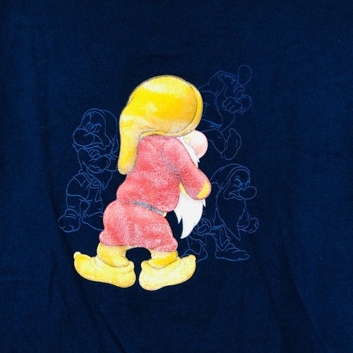 Disney Womens Large T-Shirt Blue Snow White Grumpy See If I Care Graphic Tee AM7 - Picture 6 of 6